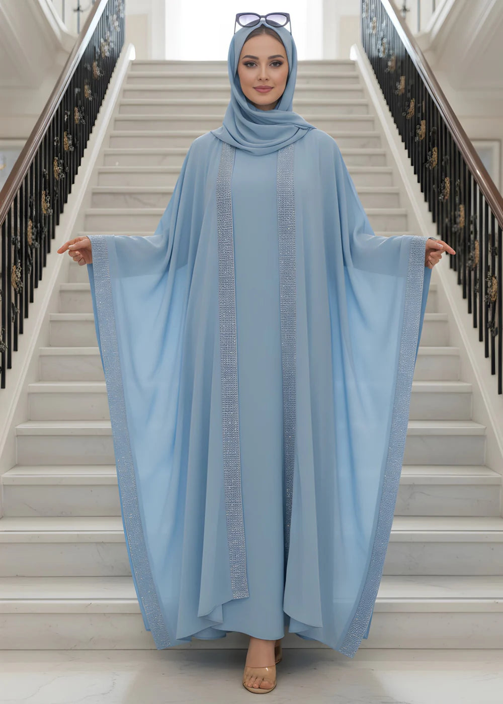 Cloud Blue Kaftan Abaya