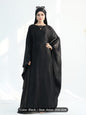 Luxe Metallic-Embroidered Abaya Dress (Black)