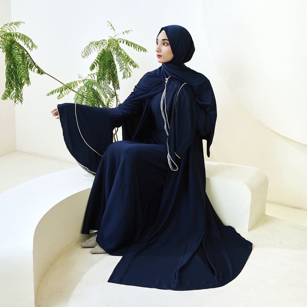 Luxury Crepe Satin Ruffle Sleeve Abaya
