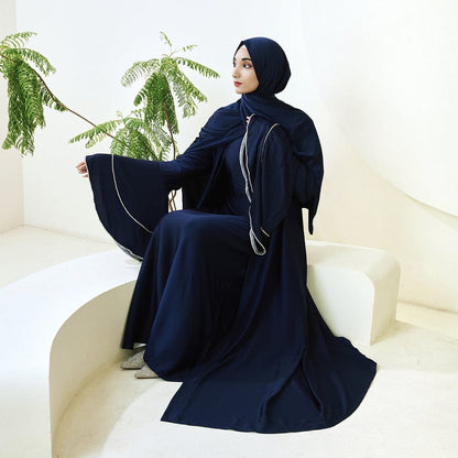 Luxury Crepe Satin Ruffle Sleeve Abaya