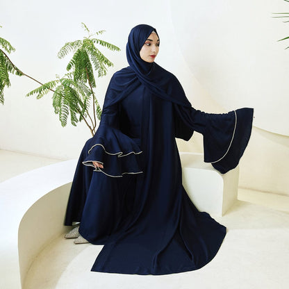 Luxury Crepe Satin Ruffle Sleeve Abaya