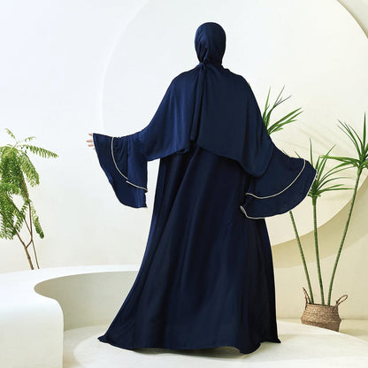 Luxury Crepe Satin Ruffle Sleeve Abaya