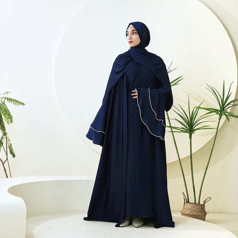 Luxury Crepe Satin Ruffle Sleeve Abaya