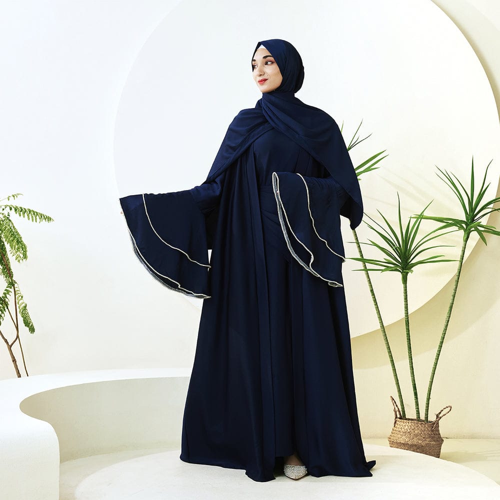 Luxury Crepe Satin Ruffle Sleeve Abaya