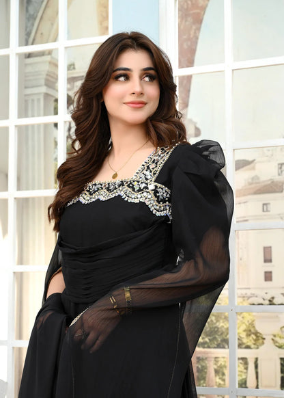 Mirror Chiffon Dress | Open Flared Sleeves