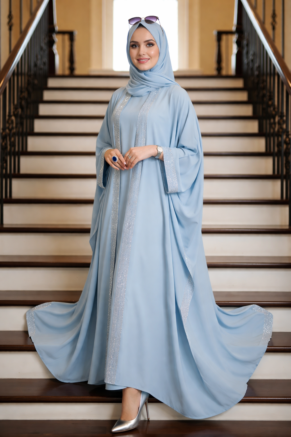 Cloud Blue Kaftan Abaya