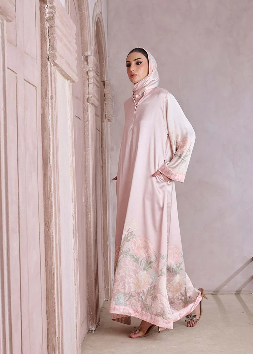 Floral Kaftan Silk Abaya