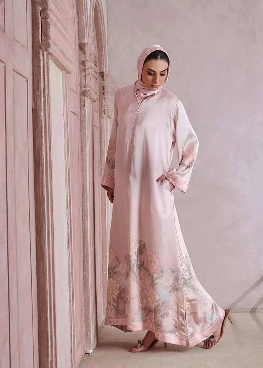 Floral Kaftan Silk Abaya