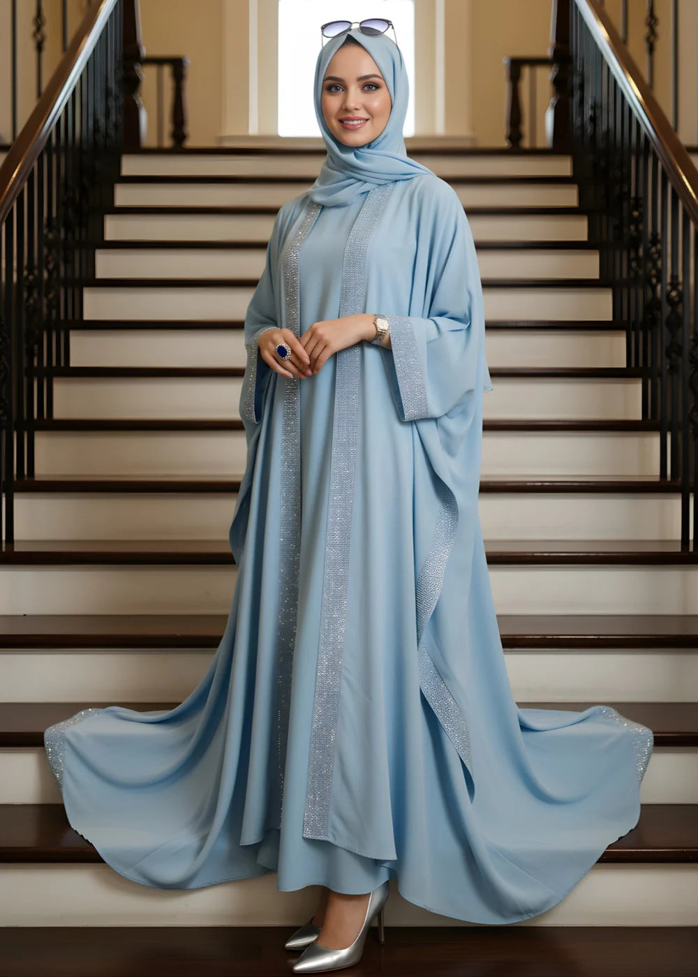 Cloud Blue Kaftan Abaya
