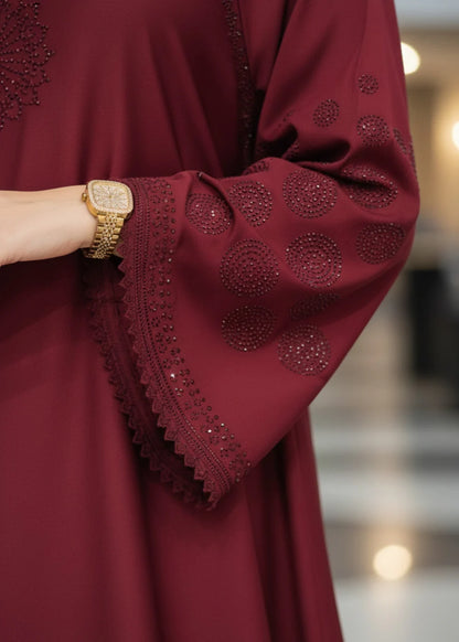 Maroon Cut Work