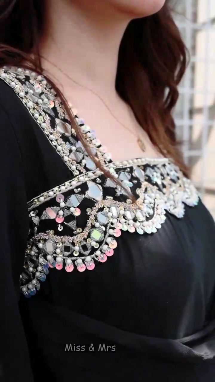 Mirror Chiffon Dress | Open Flared Sleeves